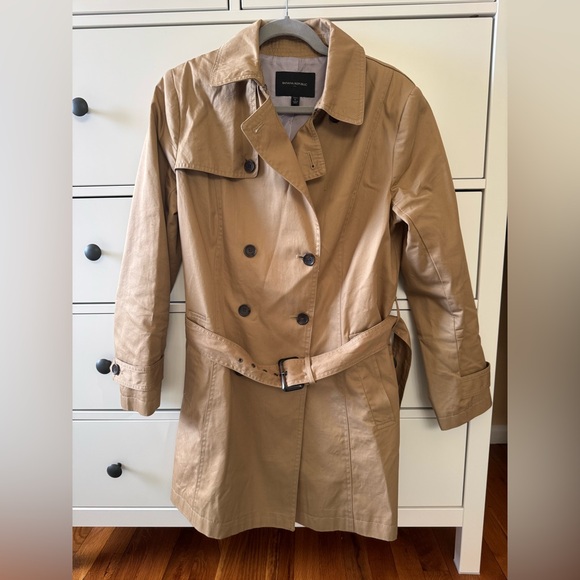 Women's Banana Republic Factory Trench Coat Tan Size Petit Large - Picture 2 of 5